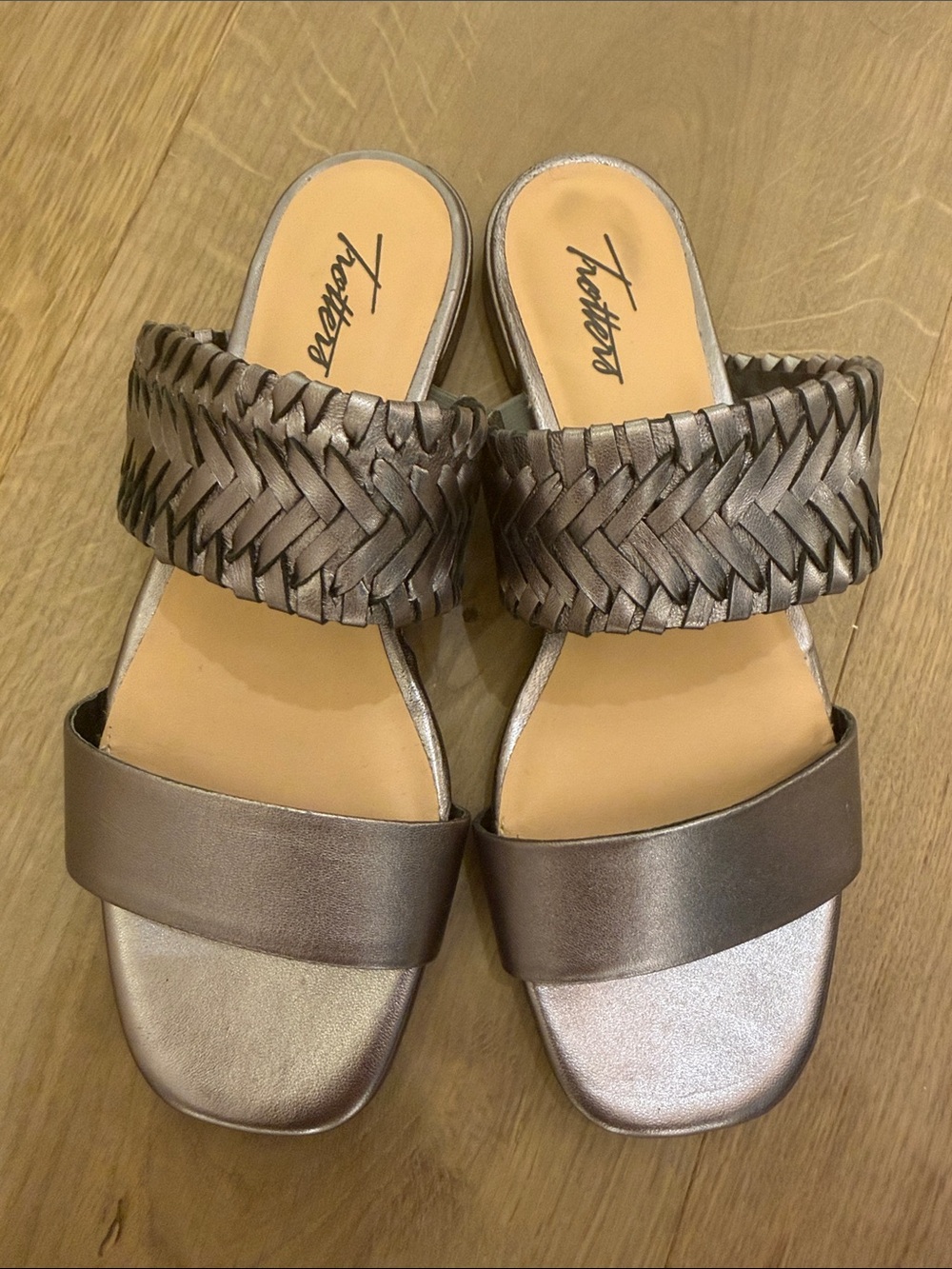 Metallic Braided Slide Sandals - Dark Silver